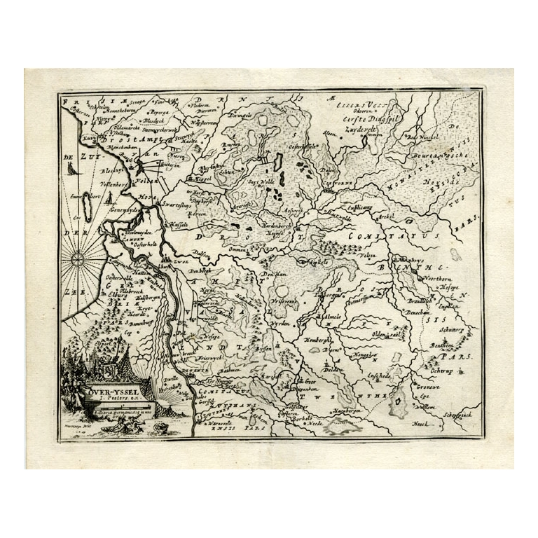 Antique Map of Overijssel by Bachiene (1758)