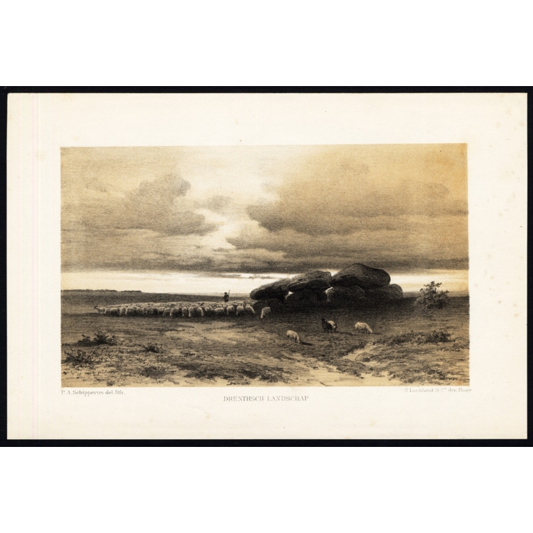 Antique Print of a Landscape in Drenthe by Craandijk (1880)