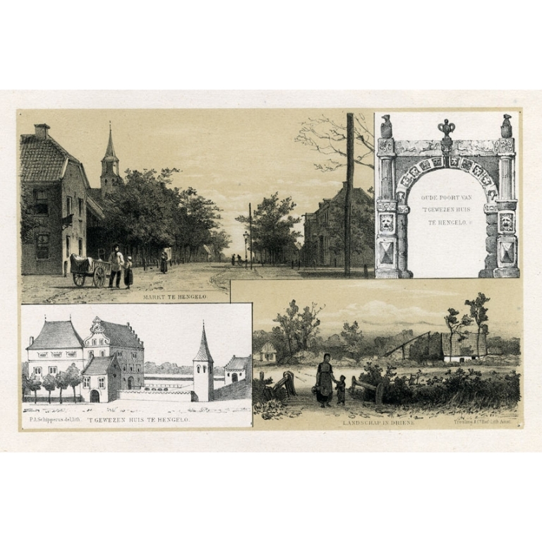 Antique Print of Hengelo and Driene by Craandijk (1876)