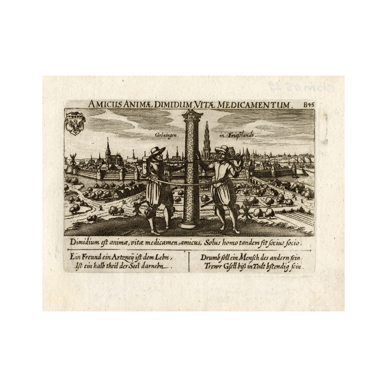 Antique Print of the city of Groningen by Meisner (1678)