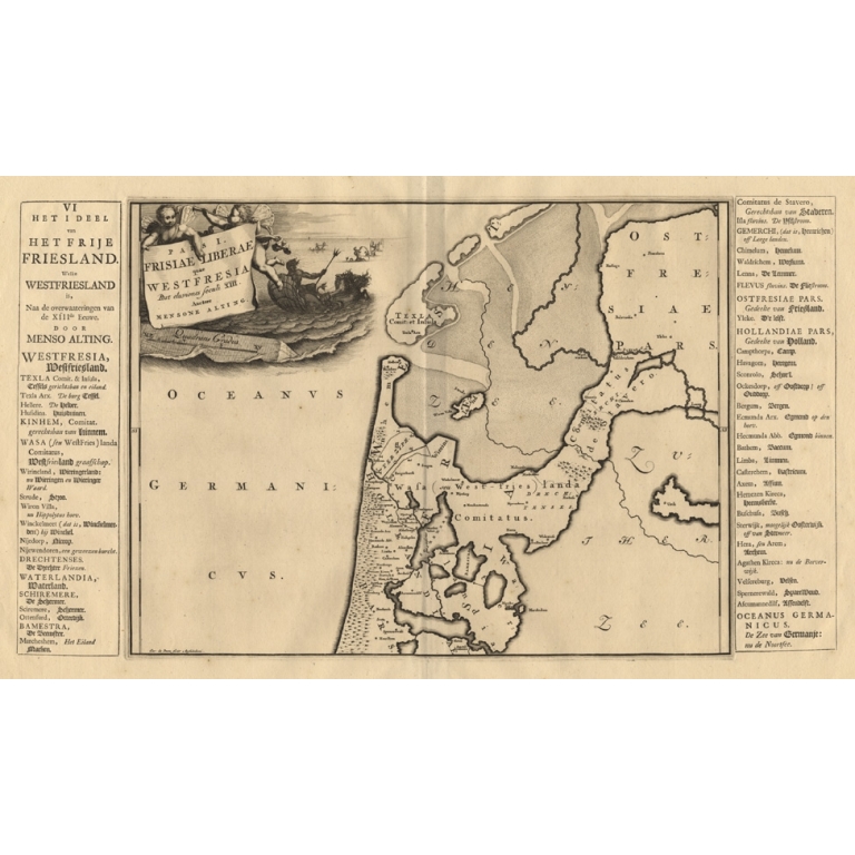 Antique Map of the West-Frisian part of independant Friesland by Halma (1718)