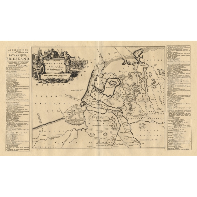 Antique Map of the old land of Batavia and Friesland by Halma (1718)