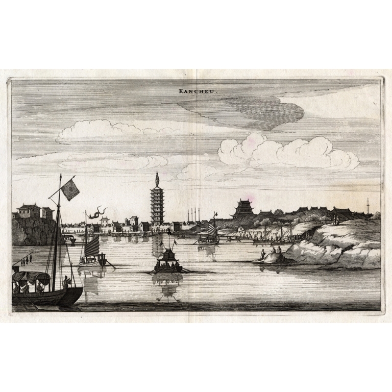 Antique Print of the City of Kancheu by Nieuhof (1666)