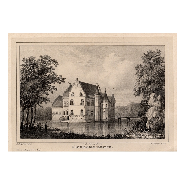 Antique Print of Liauckama Castle by Van der Aa (1846)