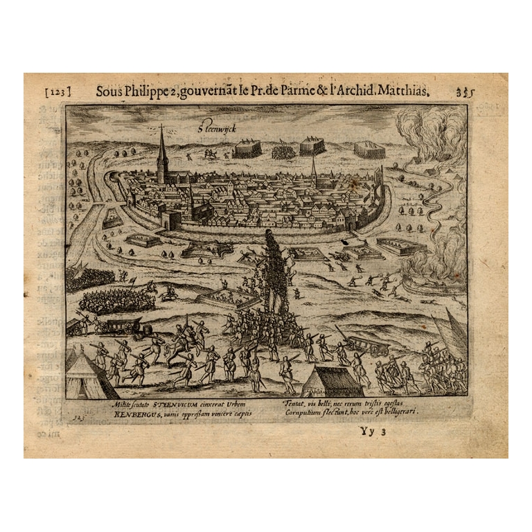 Pl.123 Antique Print of the Siege of Steenwijk by Baudartius (1616)