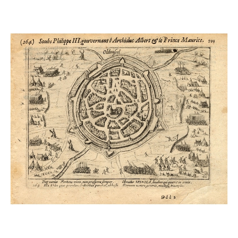 Pl.264 Antique Print of the Siege of Oldenzaal by Baudartius (1616)