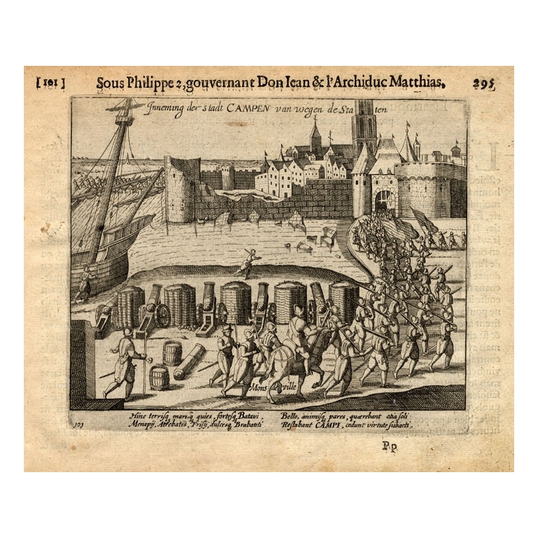 Pl.101 Antique Print of Kampen taken over by state forces by Baudartius (1616)