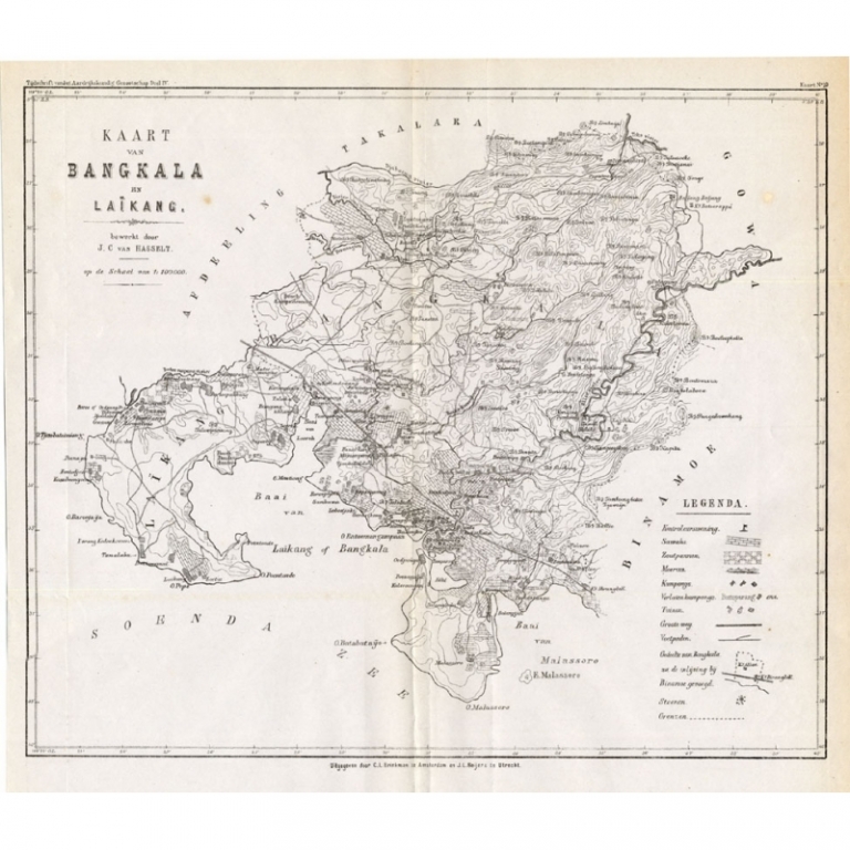 Antique Map of Bangkala and Laikang by Stemler (c.1875)