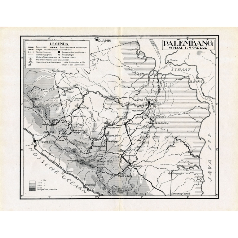 Antique Map of the Palembang Area (c.1900)