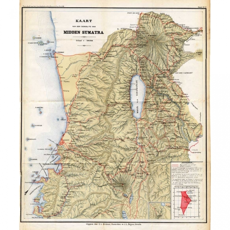 Antique Map of Part of Sumatra by Stemler (c.1875)