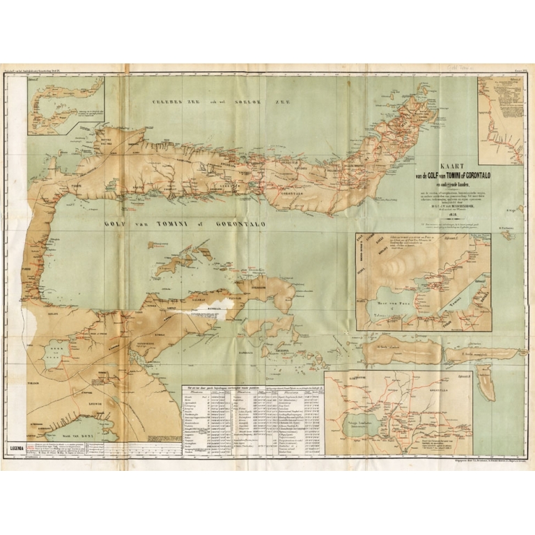 Antique Map of the Gulf of Tomini by Winkler Prins (1878)