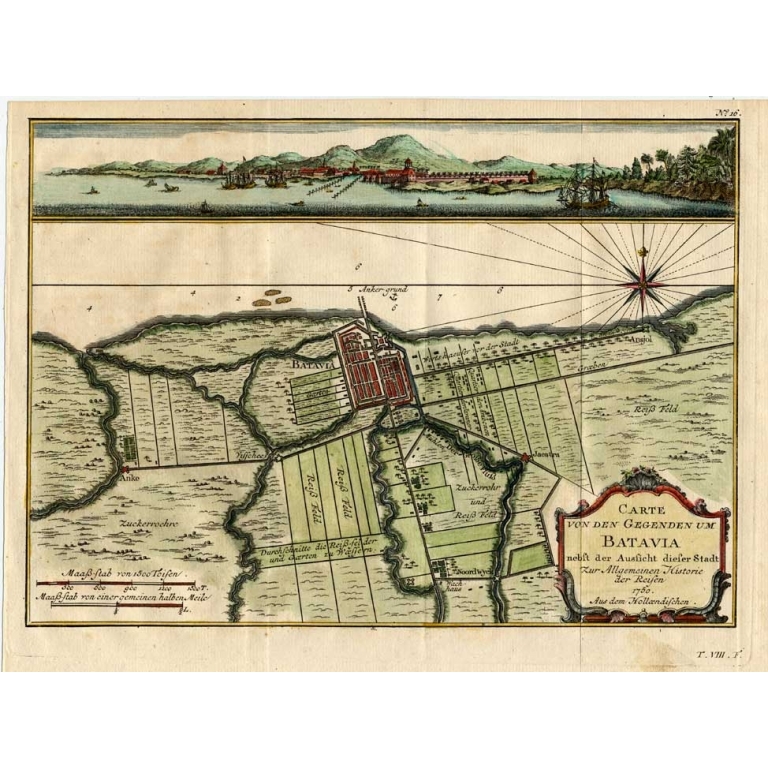 Antique Map of Batavia by Schwabe (1751)