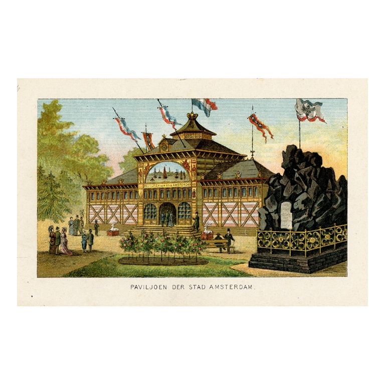 Antique Print of the Pavilion of Amsterdam by Emrik & Binger (1885)