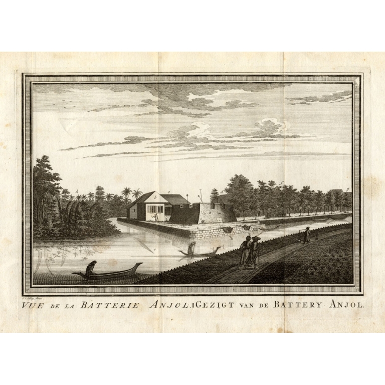 Antique Print of the Fortress of Anjol by Van Schley (1750)