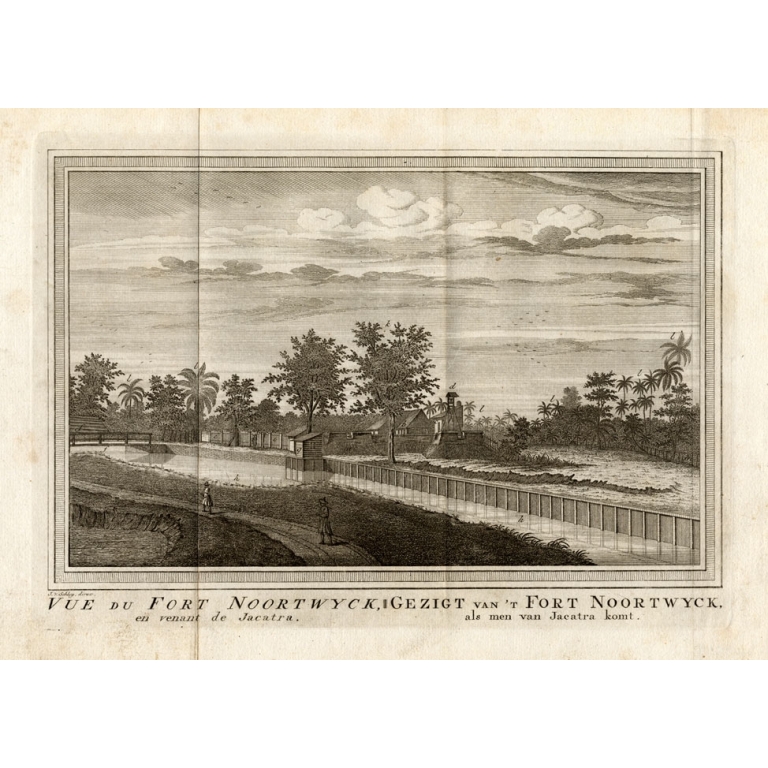 Antique Print of Fort Noordwijk by Van Schley (1750)