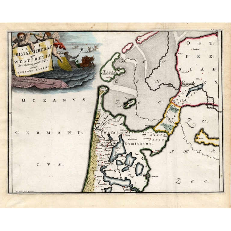 Antique Map of Westfriesland in ancient times by Alting (1697)