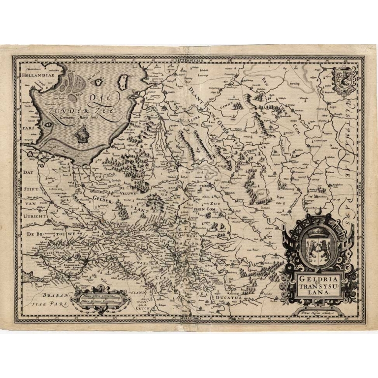 Antique Map of the Provinces of Gelderland and Overijssel by Kaerius (1617)