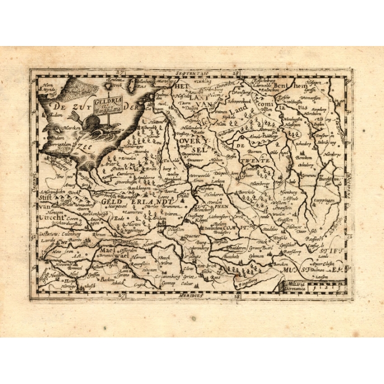 Antique Map of Gelderland and Overijssel by Guicciardini (1613)