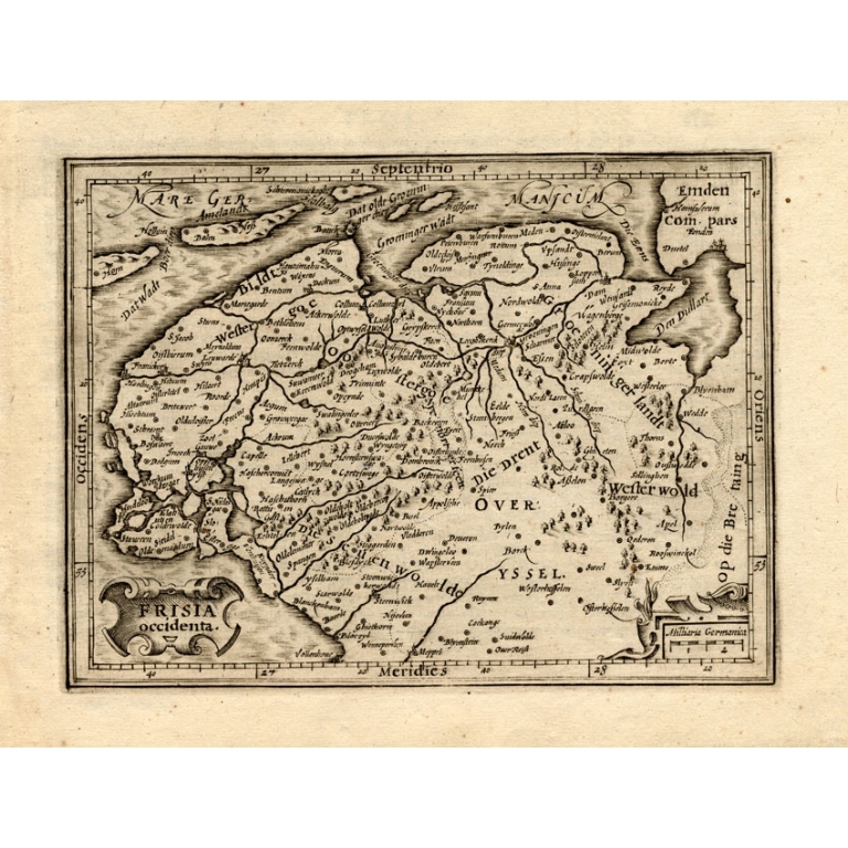 Antique Map of Friesland by Guicciardini (1613)