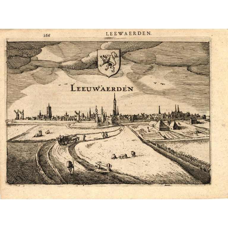 Antique Print of Leeuwarden by Guicciardini (1613)