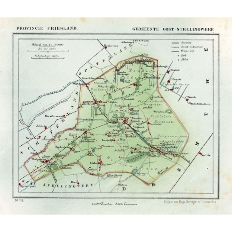 Antique Map of Ooststellingwerf by Kuyper (1868)