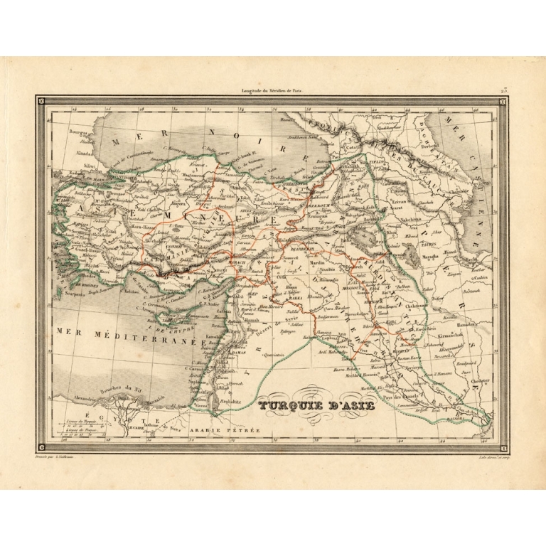 Antique Map of Asia Minor by Vuillemin (1846)