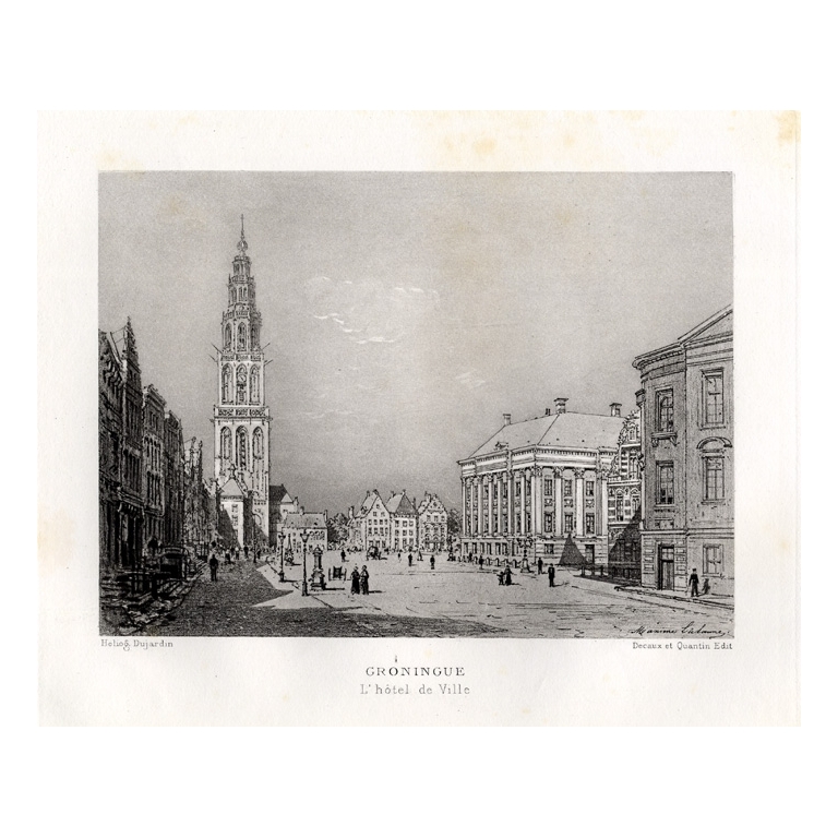 Antique Print of the City Hall of Groningen by Lalanne (1882)