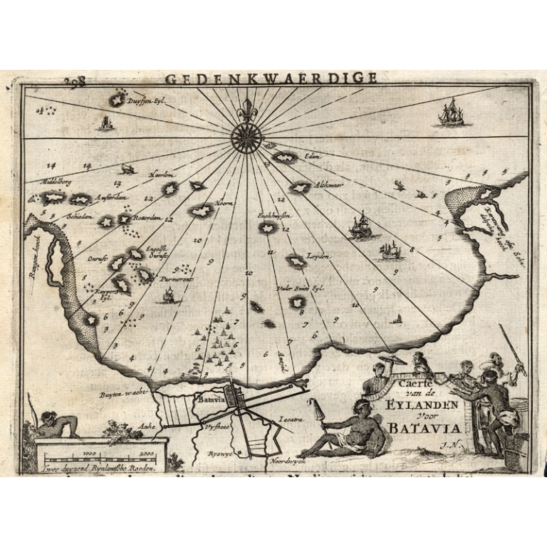 Antique Map of the Islands near Batavia by Nieuhof (1682)