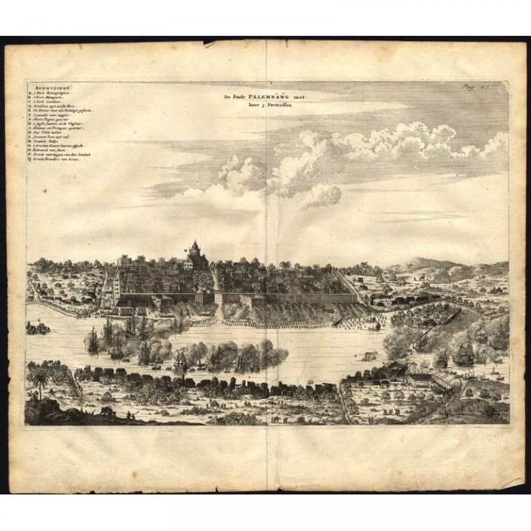 Antique Print of Palembang by Nieuhof (1682)