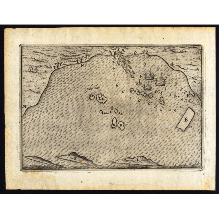 Pl.12 Antique Map of the Harbour of the city of Bantam by Houtman (1646)