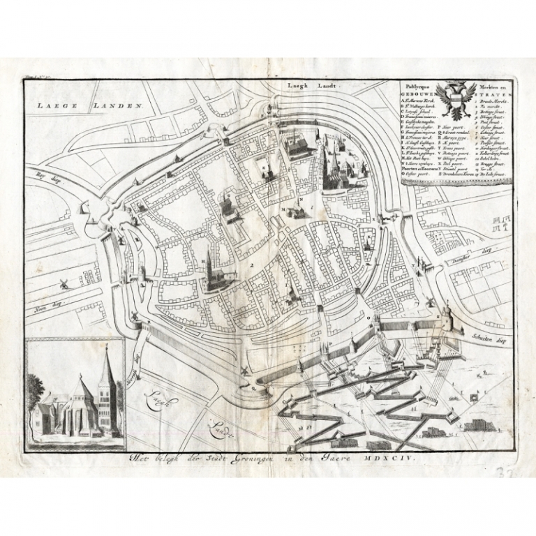 Antique Map of the Siege of Groningen by Le Clerc (1730)