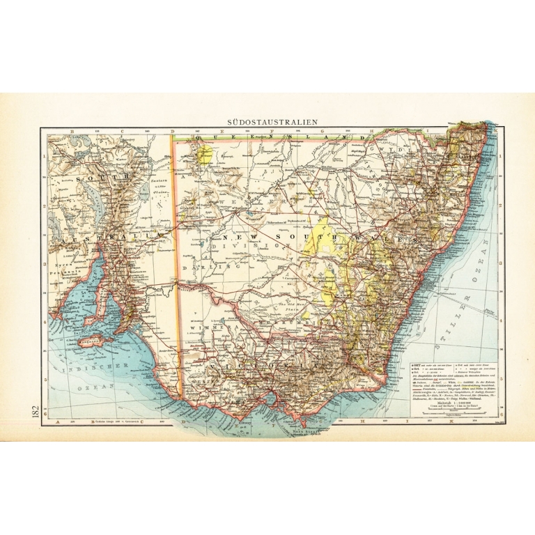 Antique Map of Southeast Australia by Andree (1904)