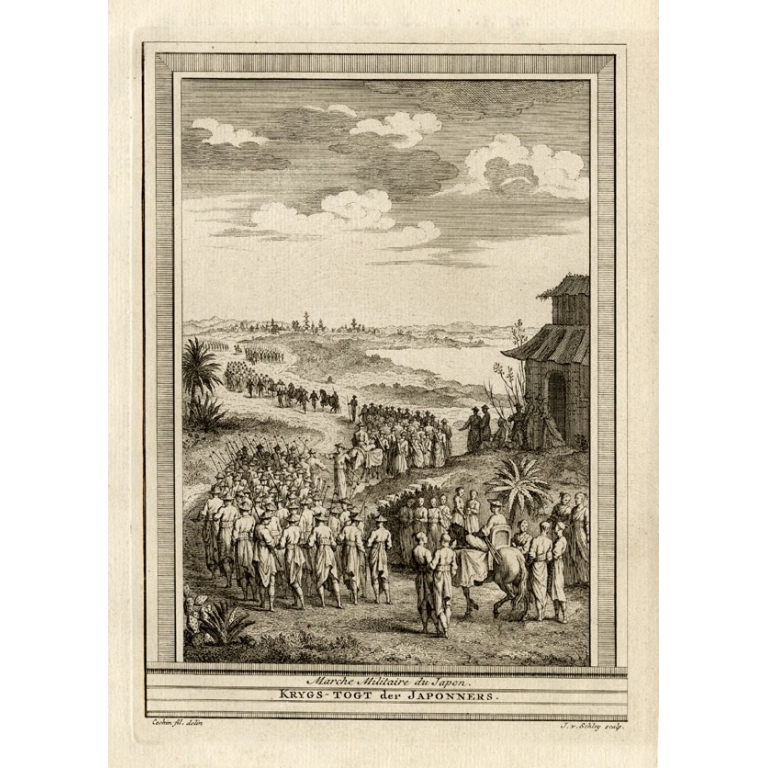 Antique Print of the Military Campaign of the Japanese by Van Schley (1750)