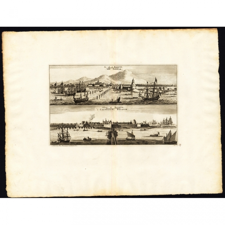Antique Print with views of Batavia by Van der Aa (1725)
