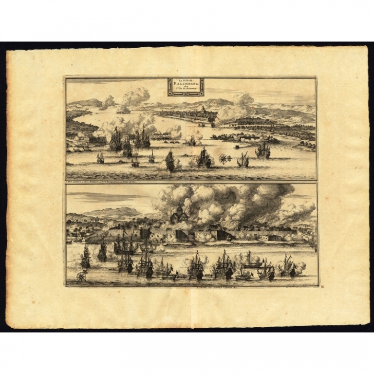 Antique Print of the City of Palembang by Van der Aa (1725)