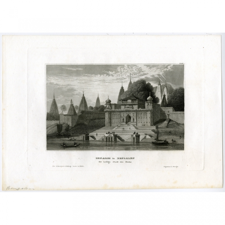Antique Print of Benares by Meyer (c.1850)