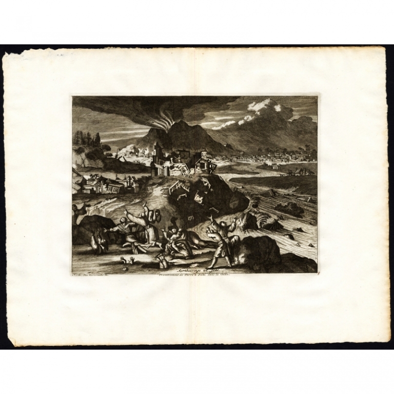 Antique Print of the Earthquake in Edo by Van der Aa (1725)