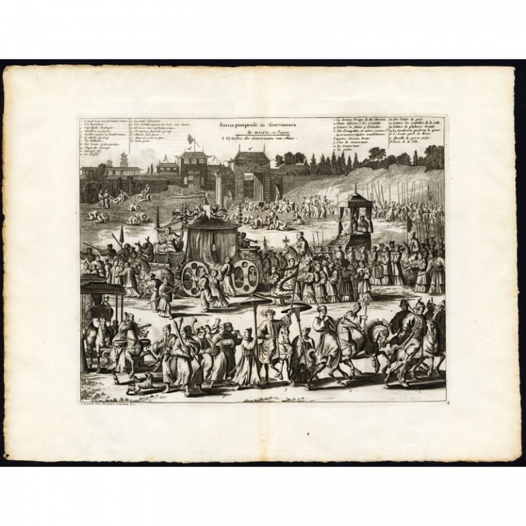 Antique Print of the Departure of the Governor of Kyoto by Van der Aa (1725)