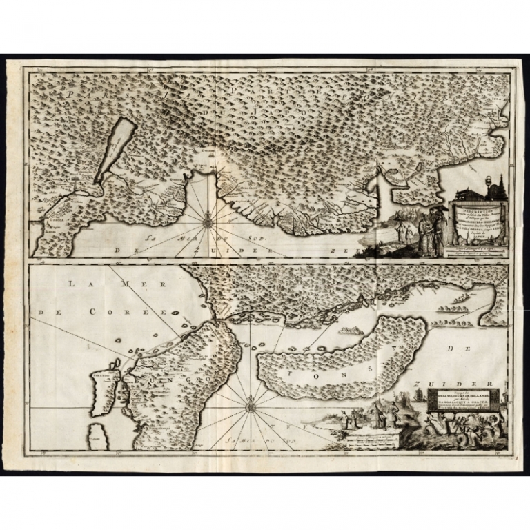 Antique Map of the Region of Osaka and Hirado Island by Van der Aa (1725)