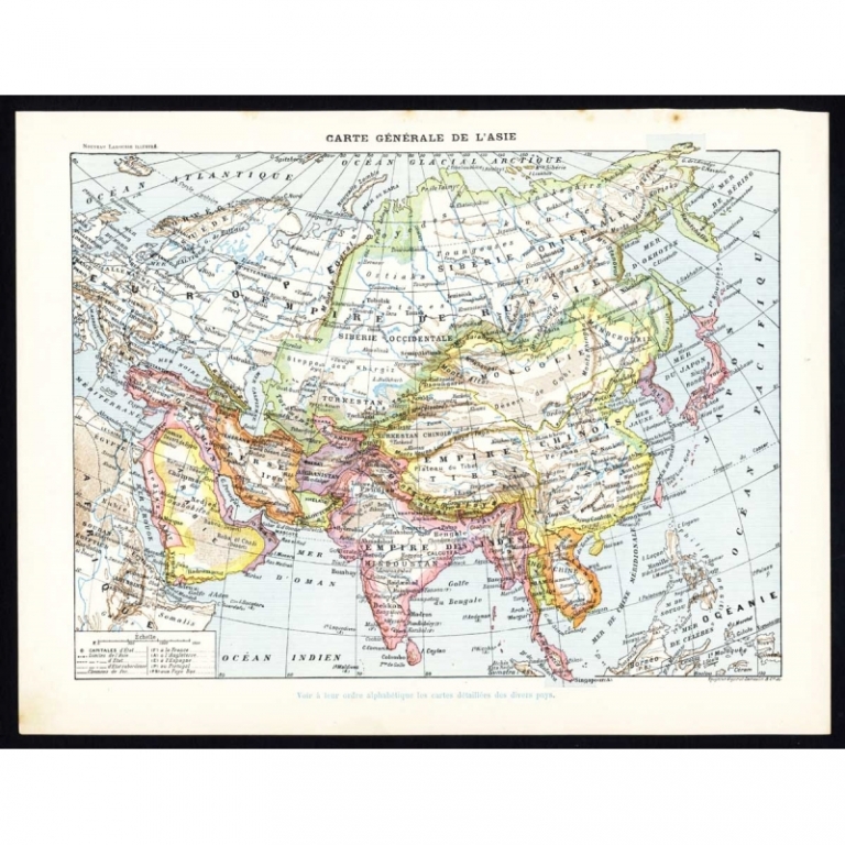 Antique Map of Asia by Larousse (1897)
