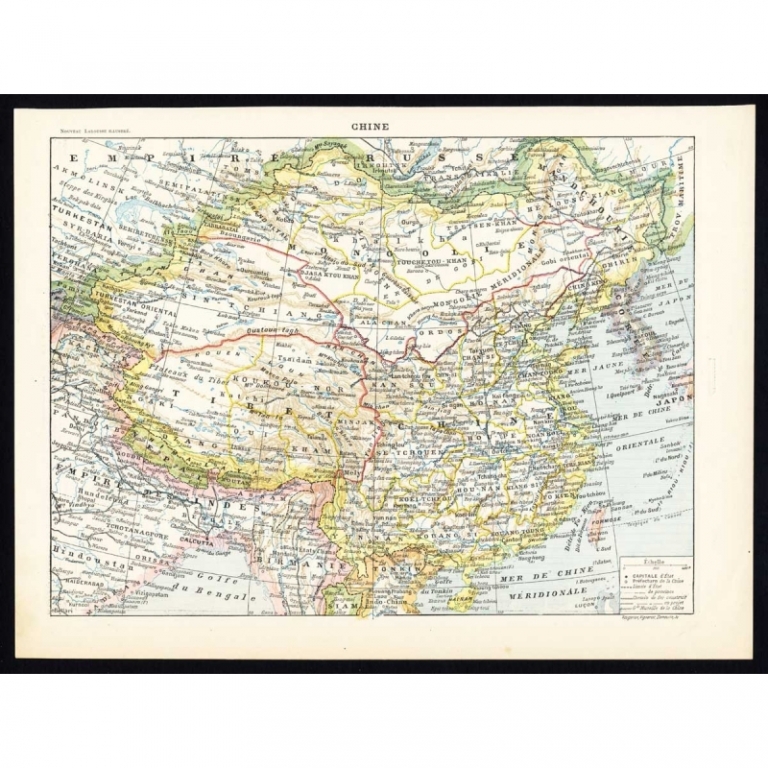 Antique Map of China by Larousse (1897)