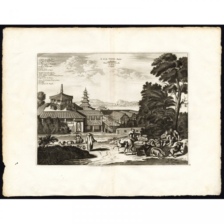 Antique Print of the Great Temple outside of Saccai by Van der Aa (1725)