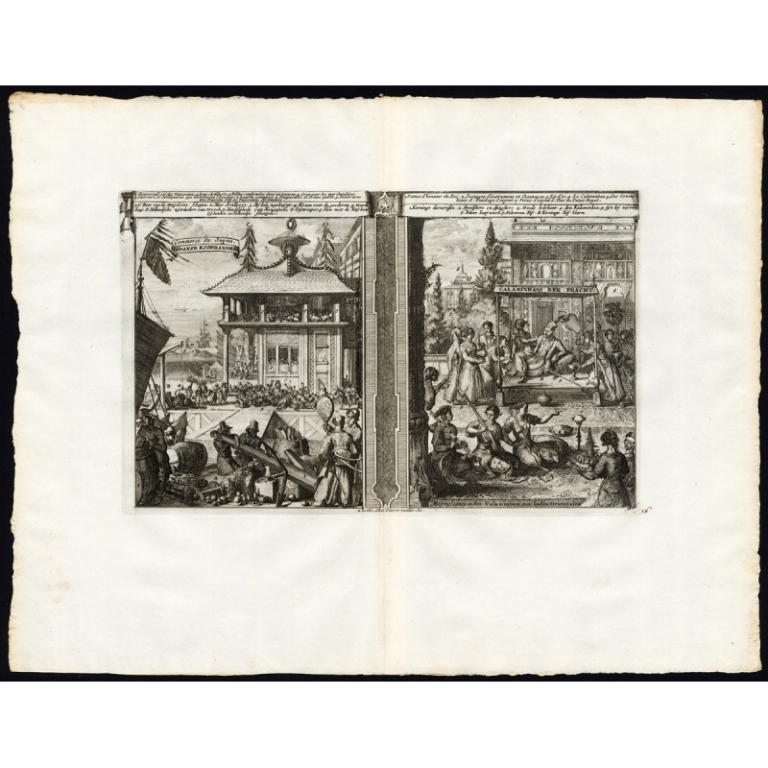 Antique Print of Japanese Trade by Van der Aa (1725)