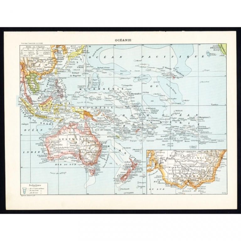 Antique Map of Oceania by Larousse (1897)