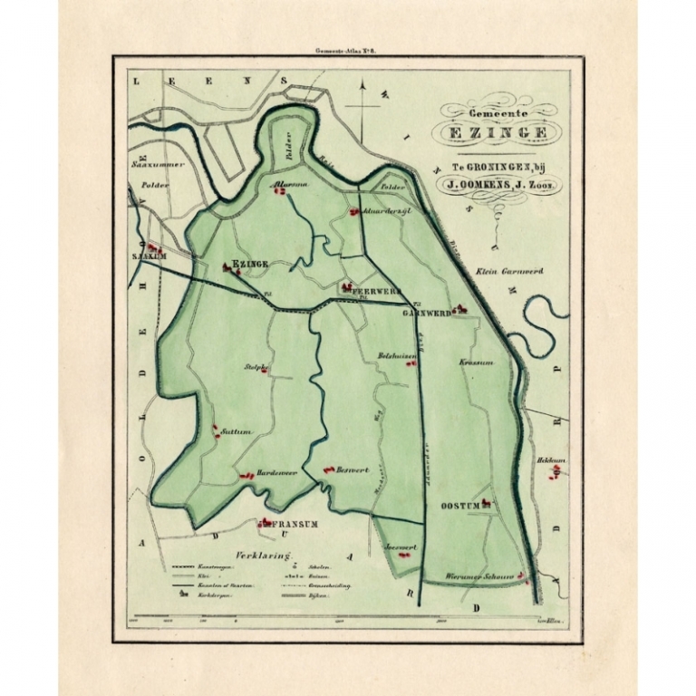 Antique Map of the Township of Ezinge by Fehse (1862)