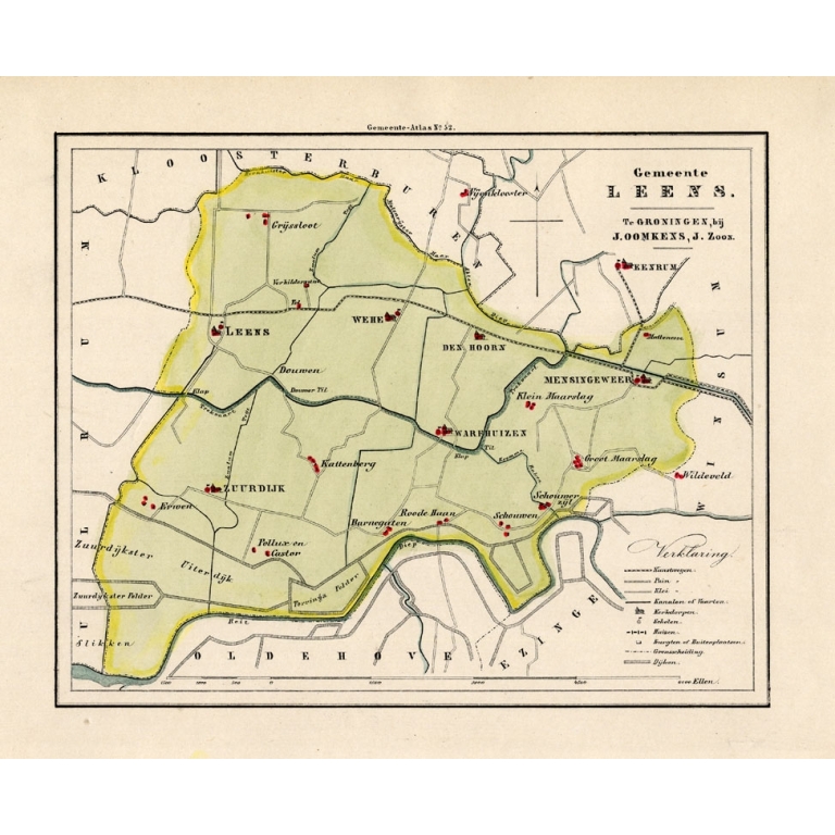 Antique Map of the Township of Leens by Fehse (1862)