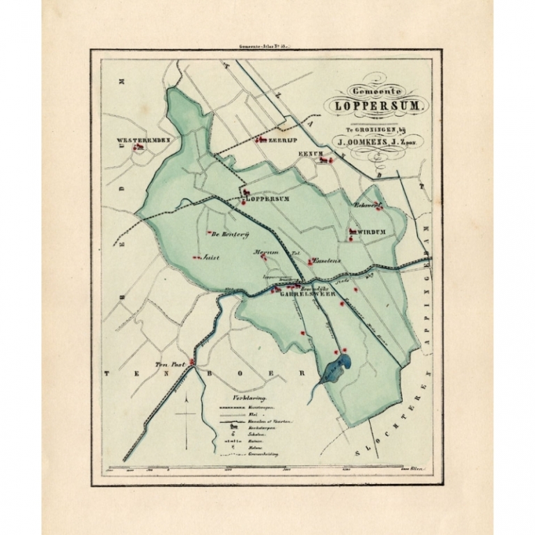 Antique Map of the Township of Loppersum by Fehse (1862)