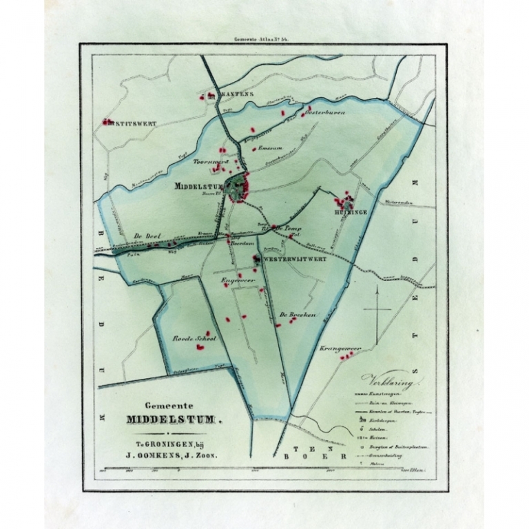 Antique Map of the Township of Middelstum by Fehse (1862)