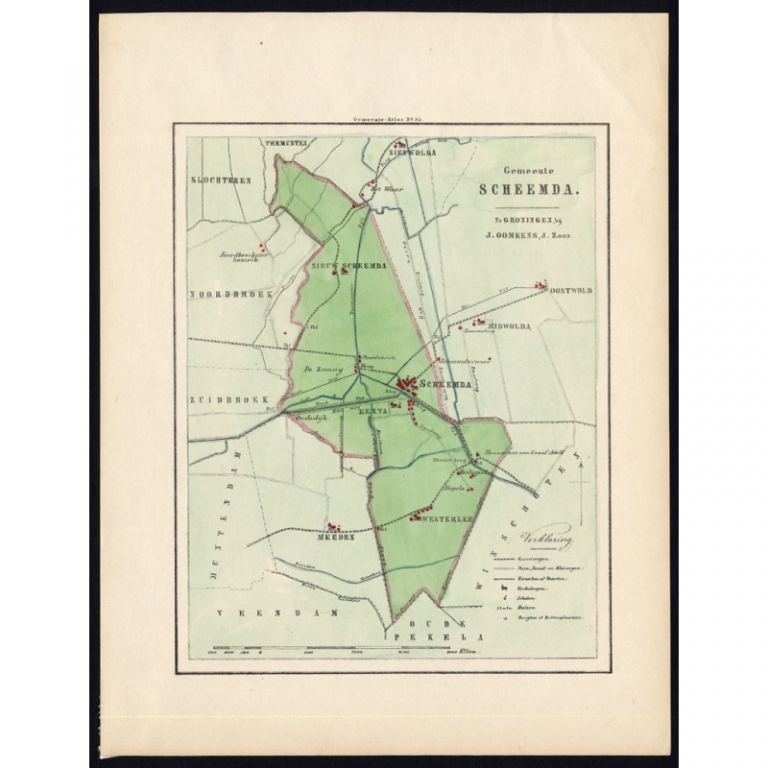 Antique Map of the Township of Scheemda by Fehse (1862)