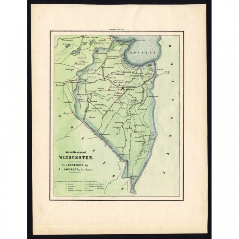 Antique Map of the region of Winschoten by Fehse (1862)